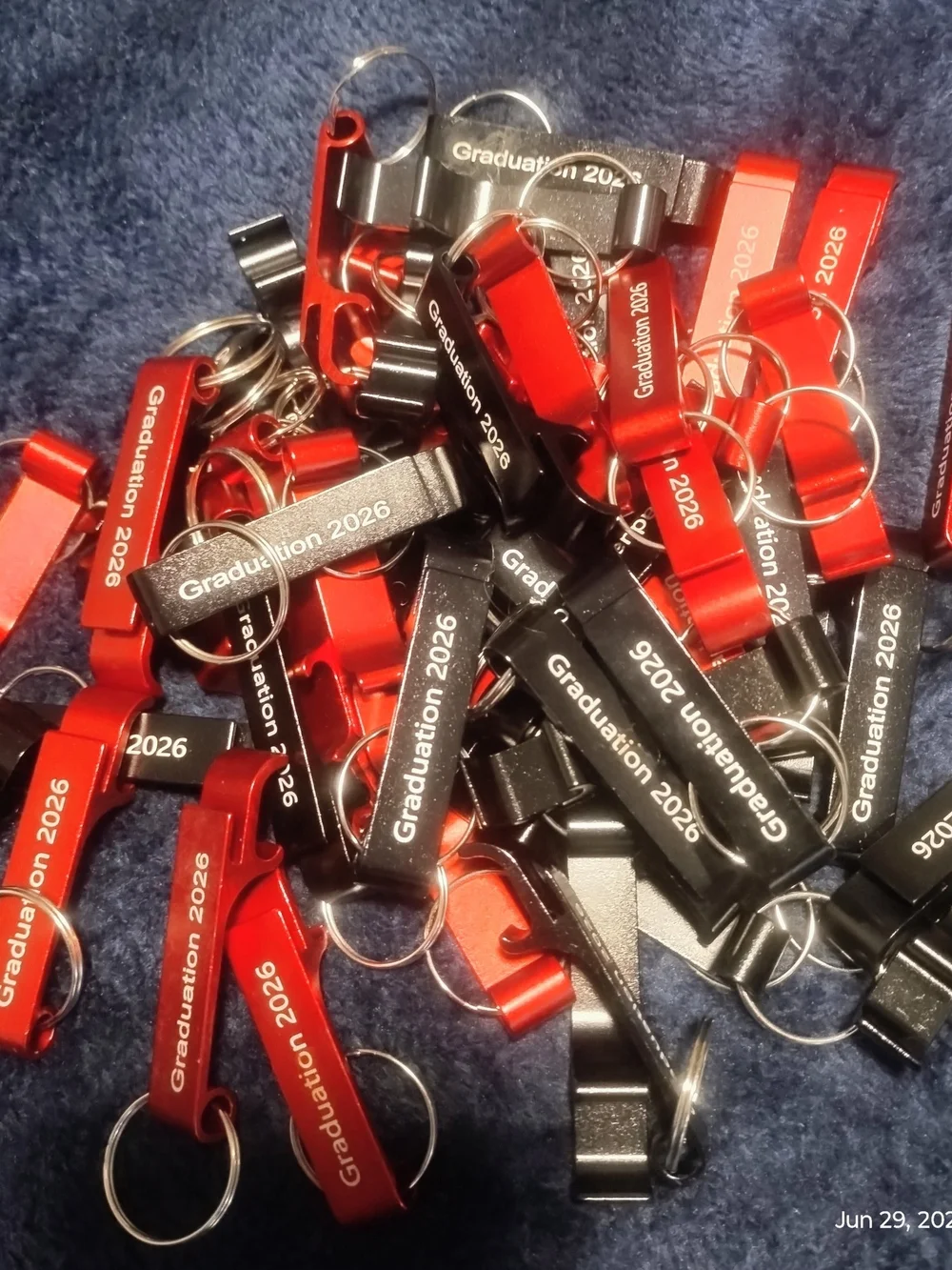 65 Piece Lot Of Graduation 2026 Aluminum Keychain Bottle Openers